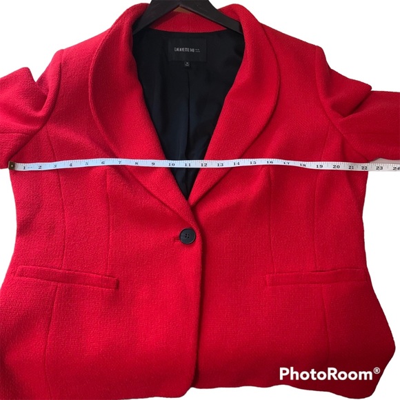 Lafayette 148 New York Red Wool Blend Knit Blazer Size 14 - Picture 8 of 11